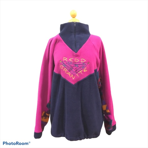 Vintage Jackets & Blazers - Vintage Redd Granite Tribal Aztec 1/4 Zip Pullover